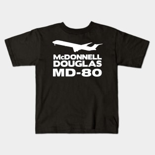 McDonnell Douglas MD-80 Silhouette Print (White) Kids T-Shirt